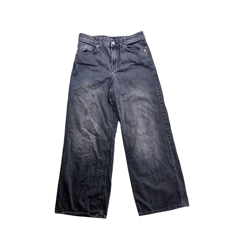 H&M Divided Womens High Waisted Wide Leg Jeans Faded Black Size 4